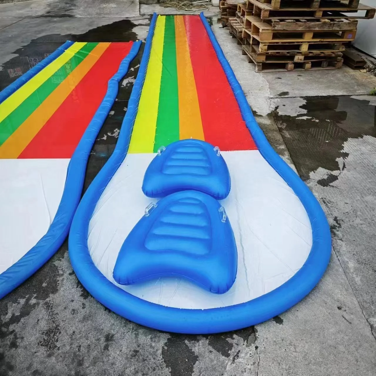 Newest Hot Sell Rainbow PVC Eco-friendly Inflatable Lawn Water Slides 2 Bodyboards Slip n Slide Outdoor/Indoor Backyard Waterpro