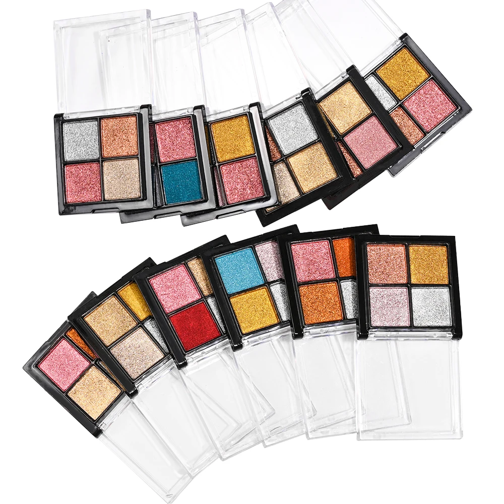 4 rejillas de polvo para uñas con espejo mágico sólido, efecto metálico holográfico, pigmento de esmalte de Gel UV para fiesta/Festival, ojos/manicura, polvo brillante