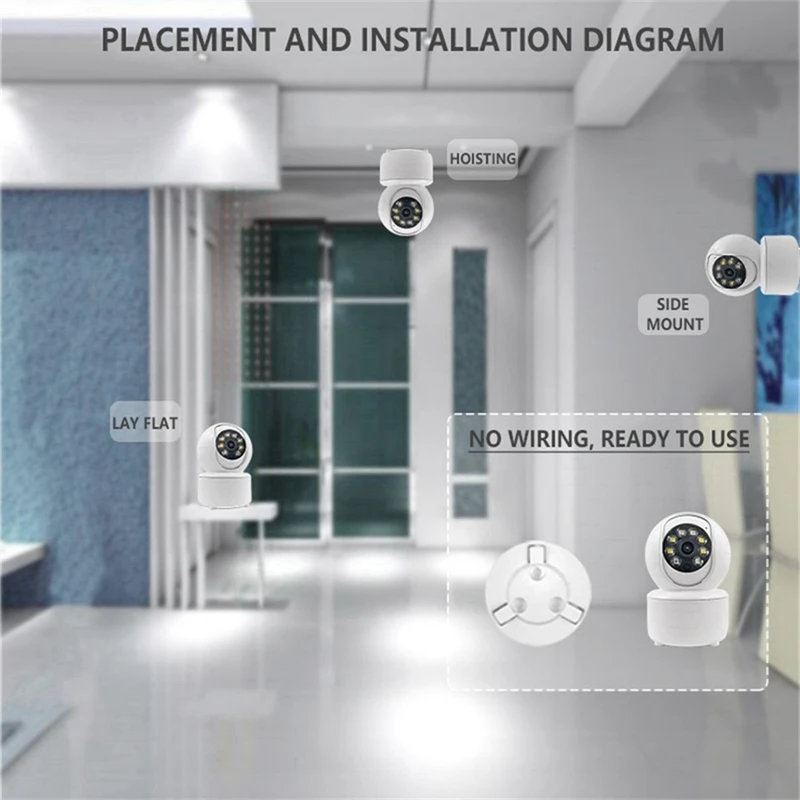 Câmera De Vigilância De Vídeo HD Sem Fio WiFi, câmera De Segurança Interna, Auto Rastreamento