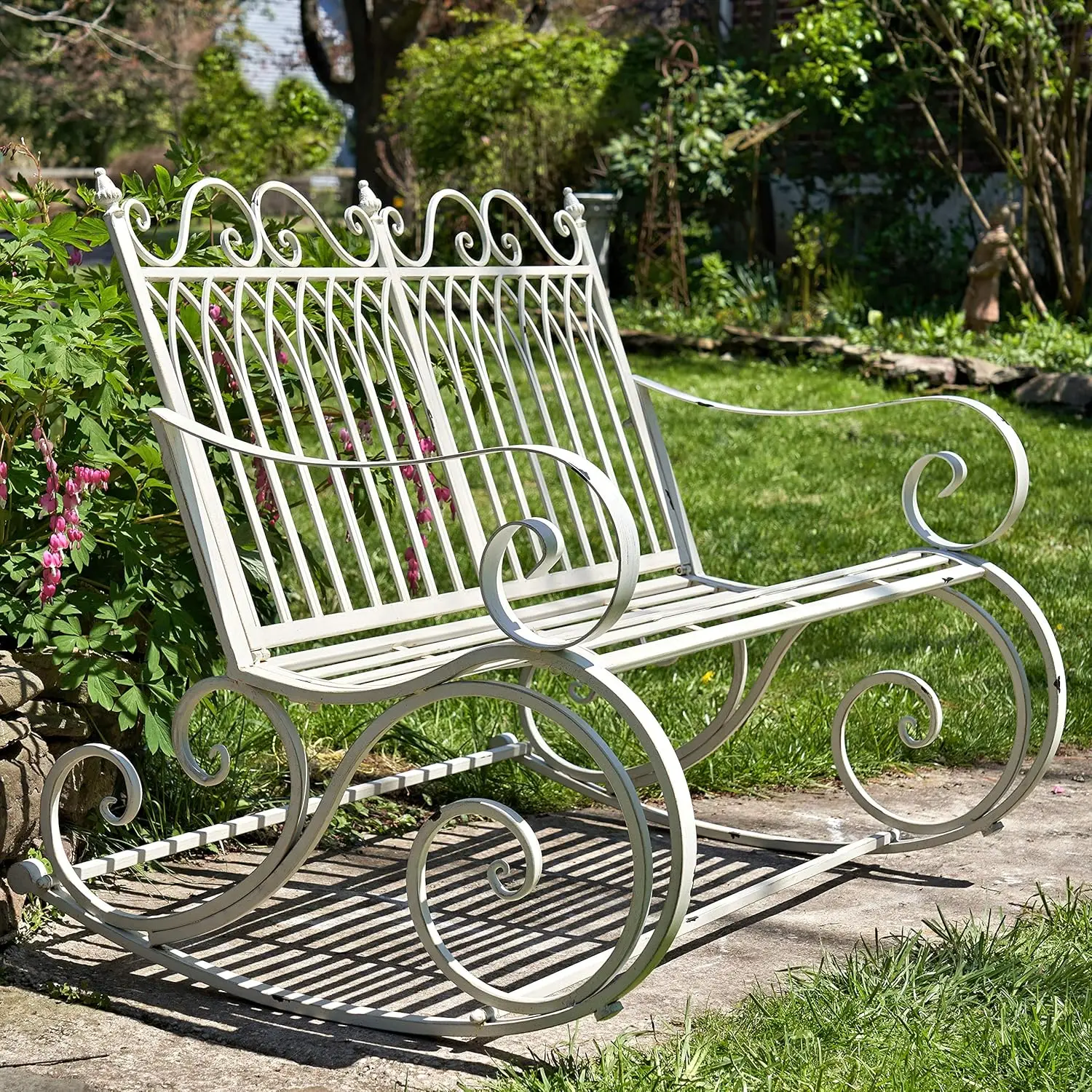 

Outdoor Metal Rocking Arm Chair/Bench (Bench Antique White) Product Dimensions 36"D x 46.5"W x 36"H