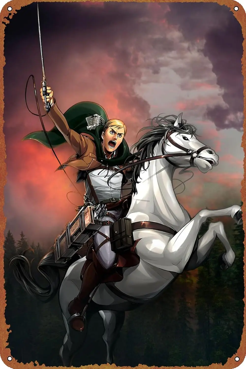 Commander Erwin Smith Anime Poster Metal Plaque Tin Sign,Vintage Metal Pub Club Cafe bar Home Wall Art Decoration Poster Re sign
