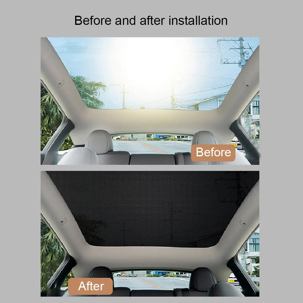 For Tesla Model Y/3 2021-2024 Collapsible Glass Roof Sunshade Model 3 Highland New Split Roof Sunscreen Insulation Baffle