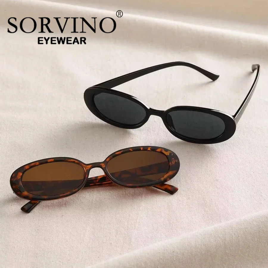 SORVINO Vintage Oval Sunglasses Women Luxury Brand Designer Small Oval Sun Glasses Retro Leopard Stripe Tortoiseshell Glasses