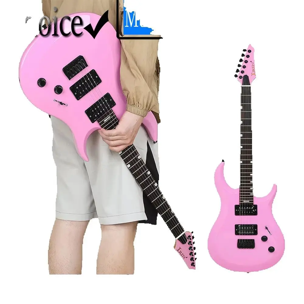 IRIN Pink Electric Guitar 24 Frets 6 Strings Dual-pickup Guitar Oguman Body Maple Neck Electric Guitarra with Wrench Bag Cable