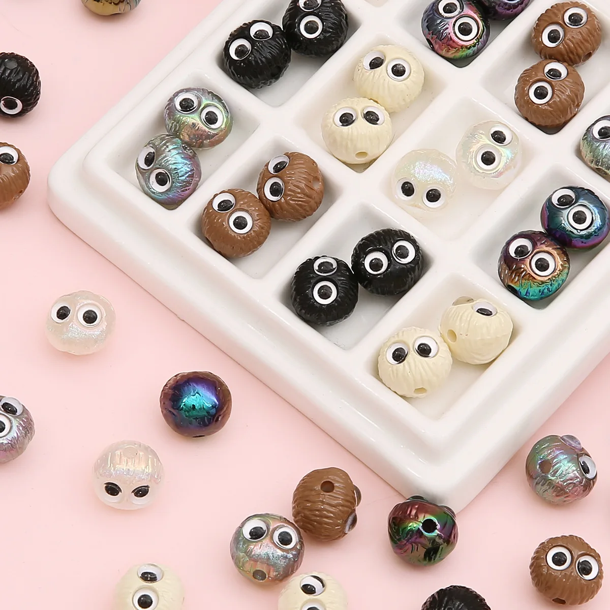 2 piezas/lote de cuentas acrílicas con diseño cordial, efecto pintura, forma de briqueta de dibujos animados, hechas a mano, accesorios y componentes para joyería/DIY