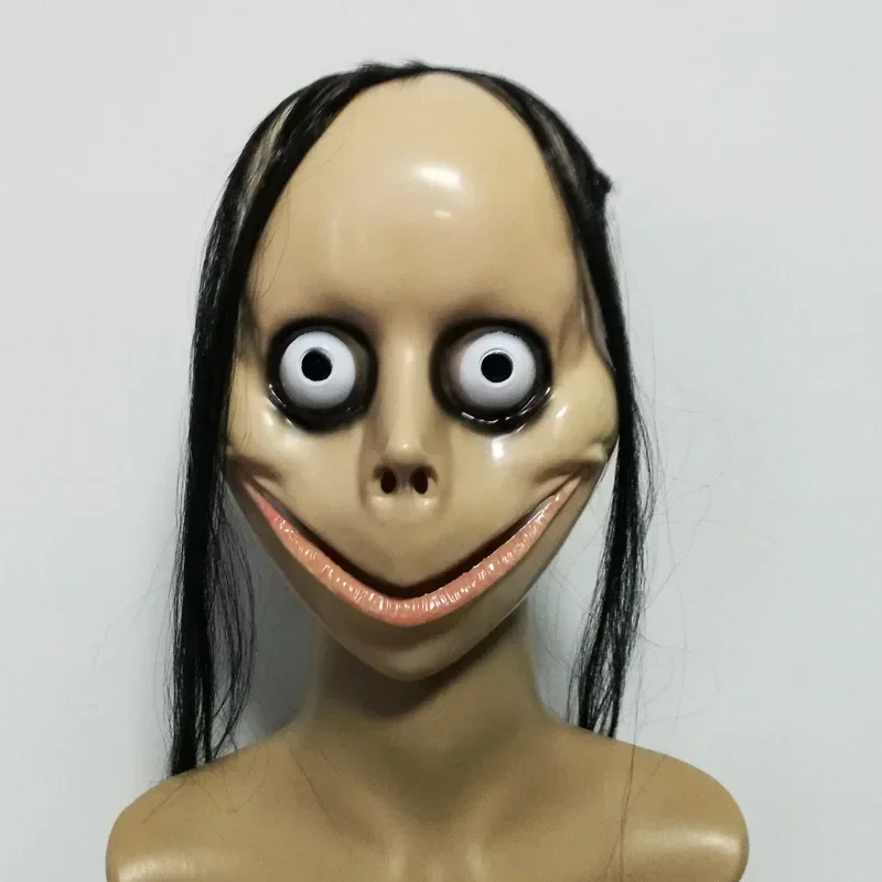 Halloween Anime Female Ghost Horror with Long Hair Mask Funny V-shaped  Roleplay MoMo Funny Mask with Hair Female Masks