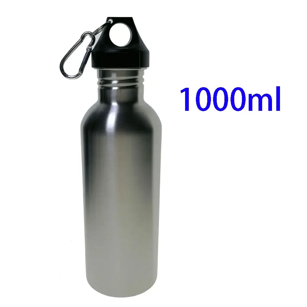 500/750/1000ml Stainless Steel Sports Water Cup Portable Carabiner Yoga Camping Hiking Fishing Mountaineering Outdoor Sports