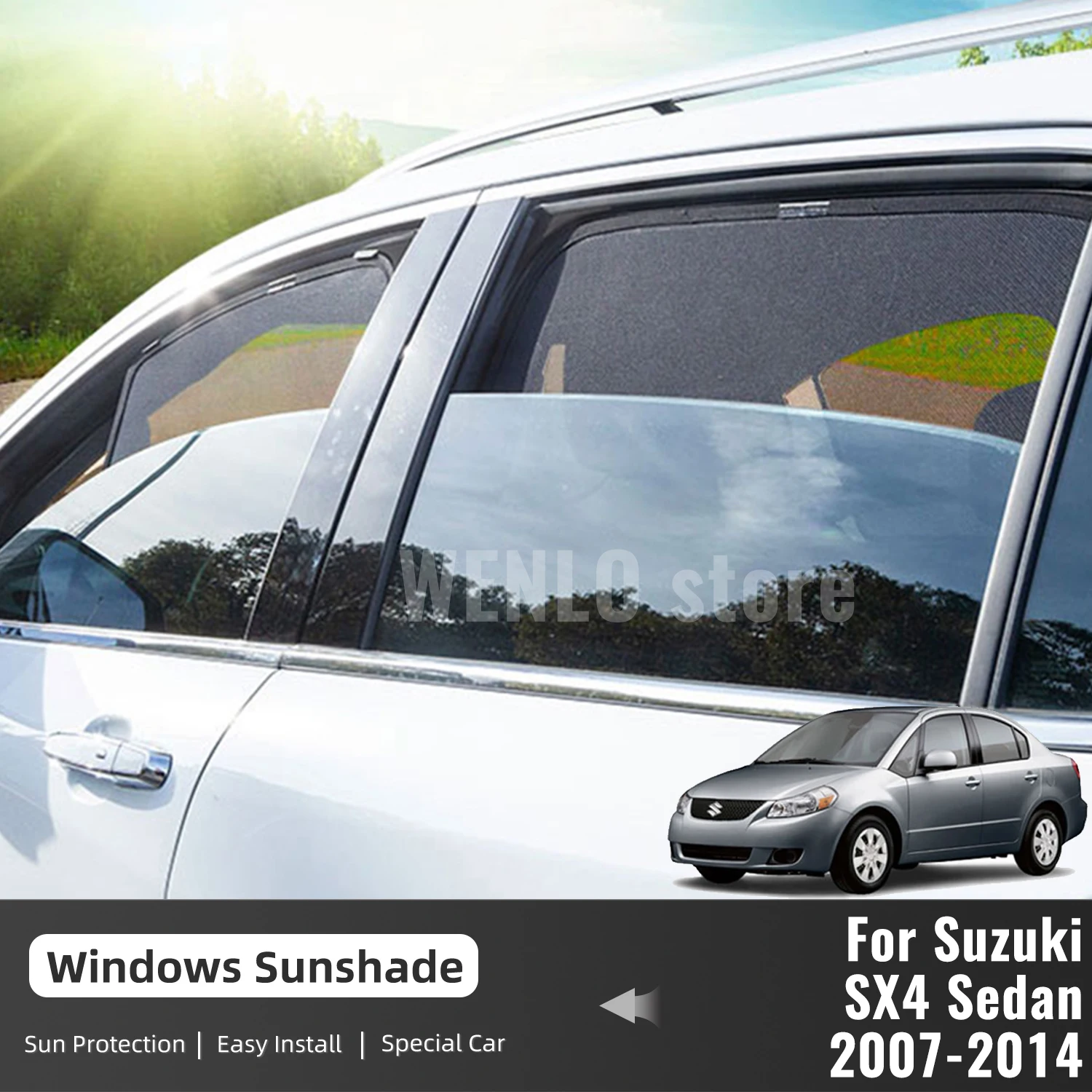 For Suzuki SX4 Sedan 2007-2014 Car Sun Visor Accessories Window Windshield Cover Sunshade Curtain Mesh Shade Blind Custom