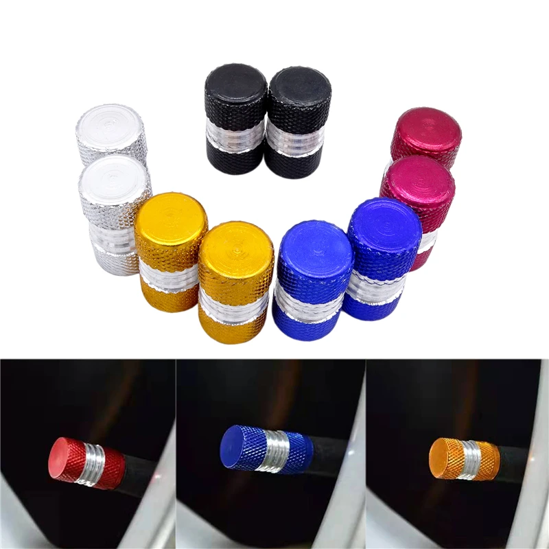 2 Pcs Universal 5 Color Car Motorbike Bike Aluminium Tyre Wheel Stem Air Valve Dust Caps Covers Black/Red/Yellow/Blue/Silve