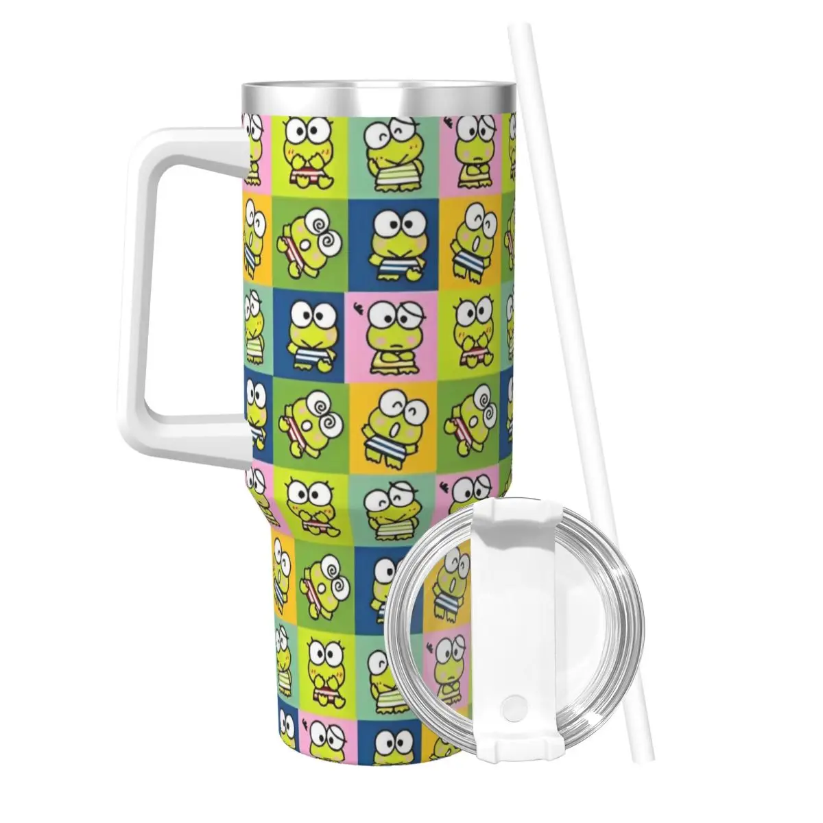 Stainless Steel Tumbler Sanrio Keroppi Mugs Cup With Straws Hot Drinks Water Bottle Heat Preservation Large Capacity Thermal Mug