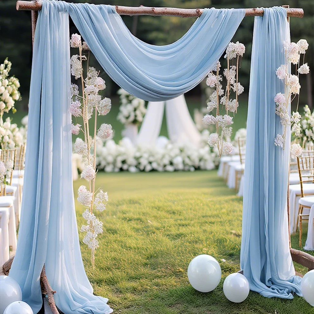 

75x600cm Wedding Fabric Tulle Drapery/Table Runner Multicolor for Arch Backdrop Lawn Ceremony Marriage Decoration Party Supplies