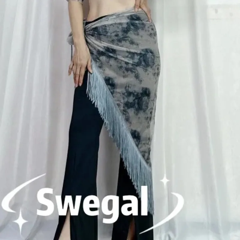 Customized SWEGAL Belly Dancewear Ink Grey Printed Mesh Micro Transparent Sexy Versatile Beginners Comfortable Oriental Dancing