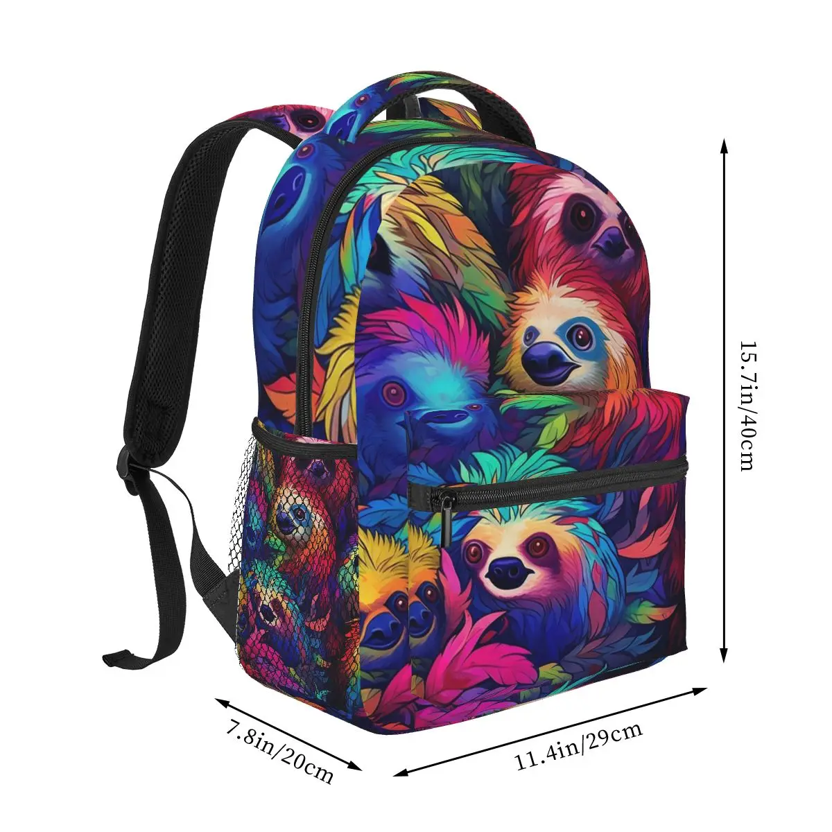 Colour Cartoon Cute Sloth Pattern Student Backpack School Bag Hiking Travel Daypack for Men Women Fashion Bookbag Shoulder Bags