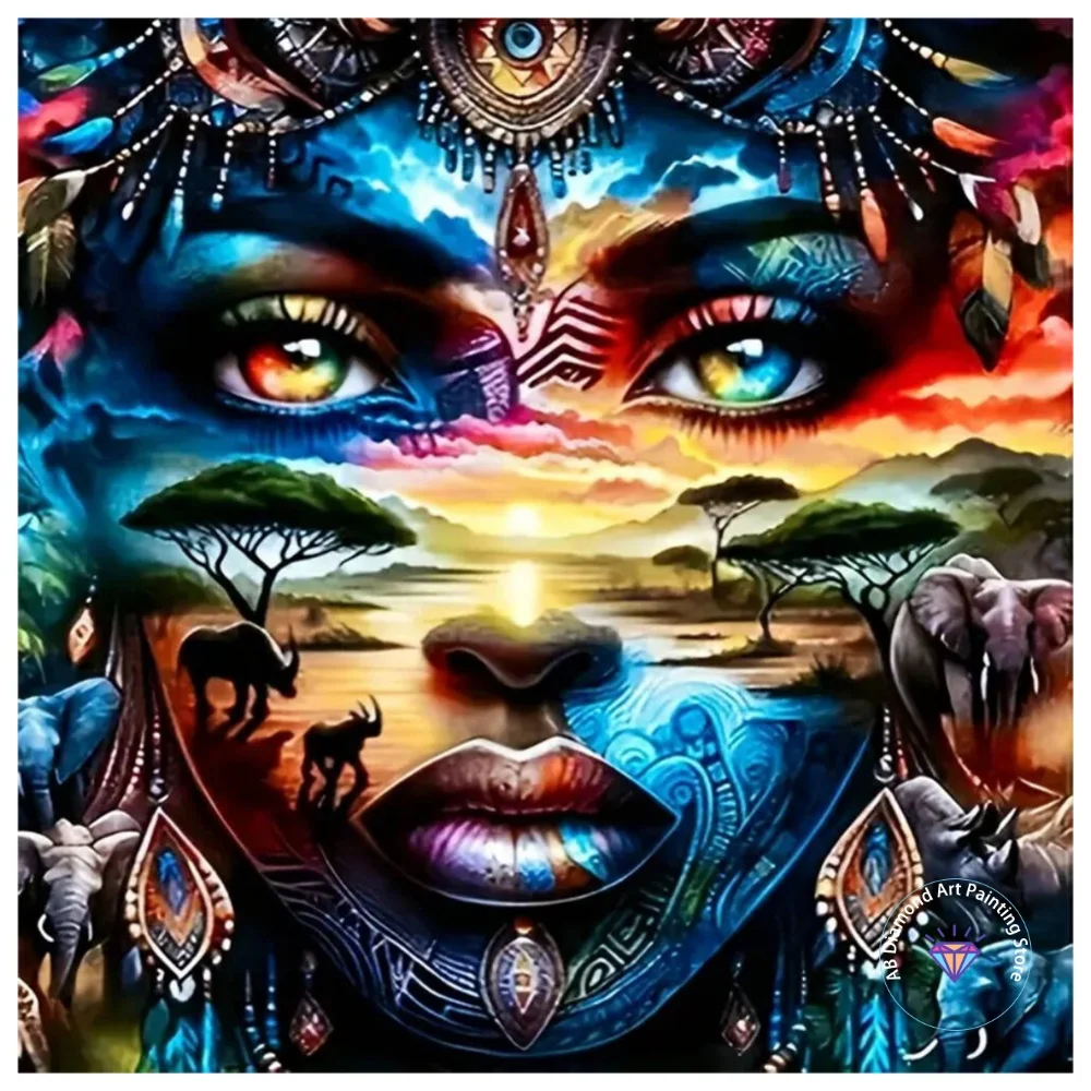 

Female Portrait Landscape Elephant AB Diamond Painting Kit Square Round Diamond 5D DIY Mosaic Handmade Art Adult Gift Home Decor