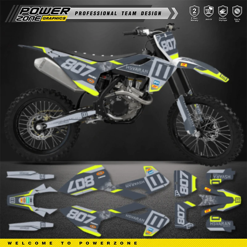 PowerZone Custom Graphics Decals For 3M Sticker Kit For Husqvarna Sticker 2016-18 TC FC TX FX FS 2017-19 TE FE 125-450cc 121