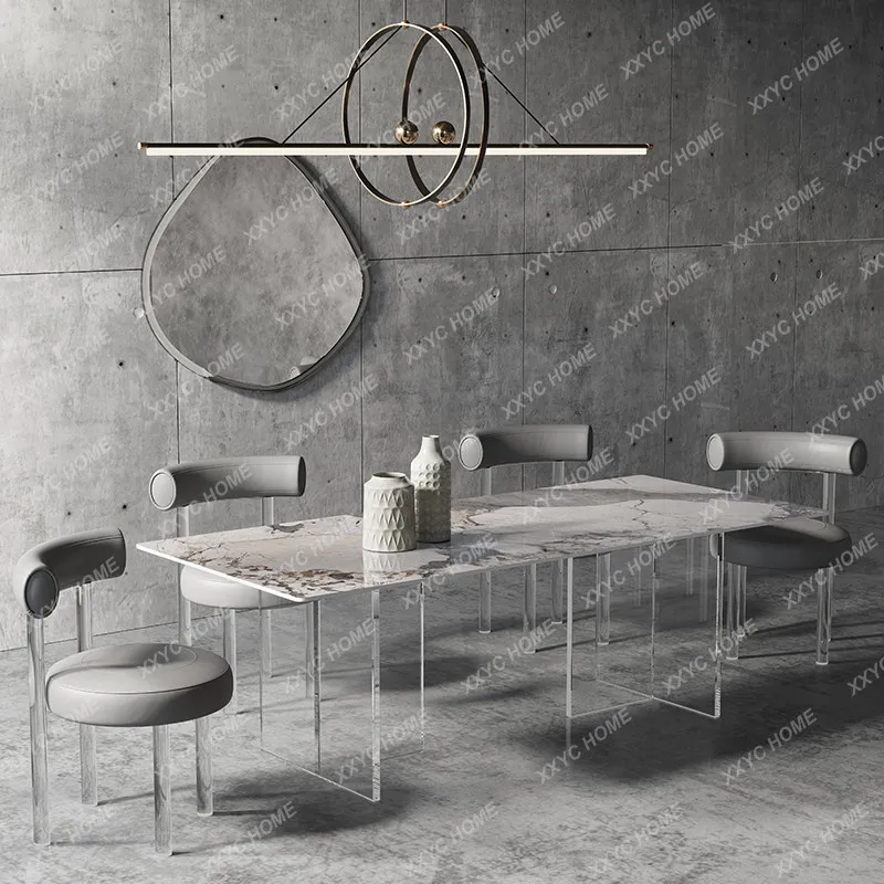 ML Acrylic rock plate dining table transparent household simple rectangular suspension apartment light luxury dining table