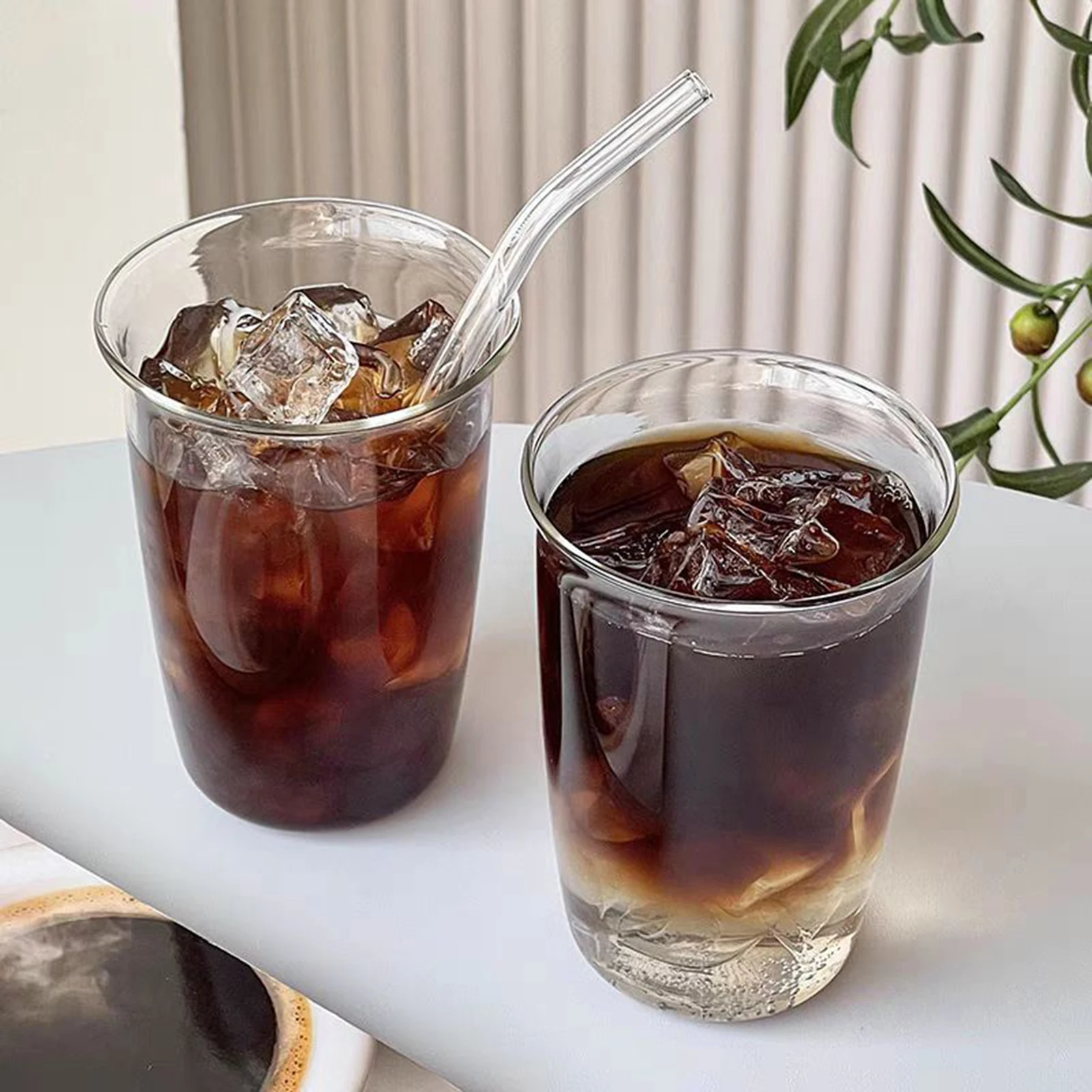 Transparent Iced Coffee Cups Humanity Design Elegant and Stylish Glass Mugs Suitable for Home Watching Movies