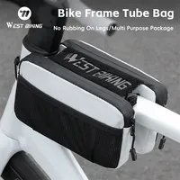 WEST BIKING Multifunctional Bicycle Top Tube Bag Buckle Fixed Front Frame Bag Multi Pouch With Elastic Straps & Shoulder Strap