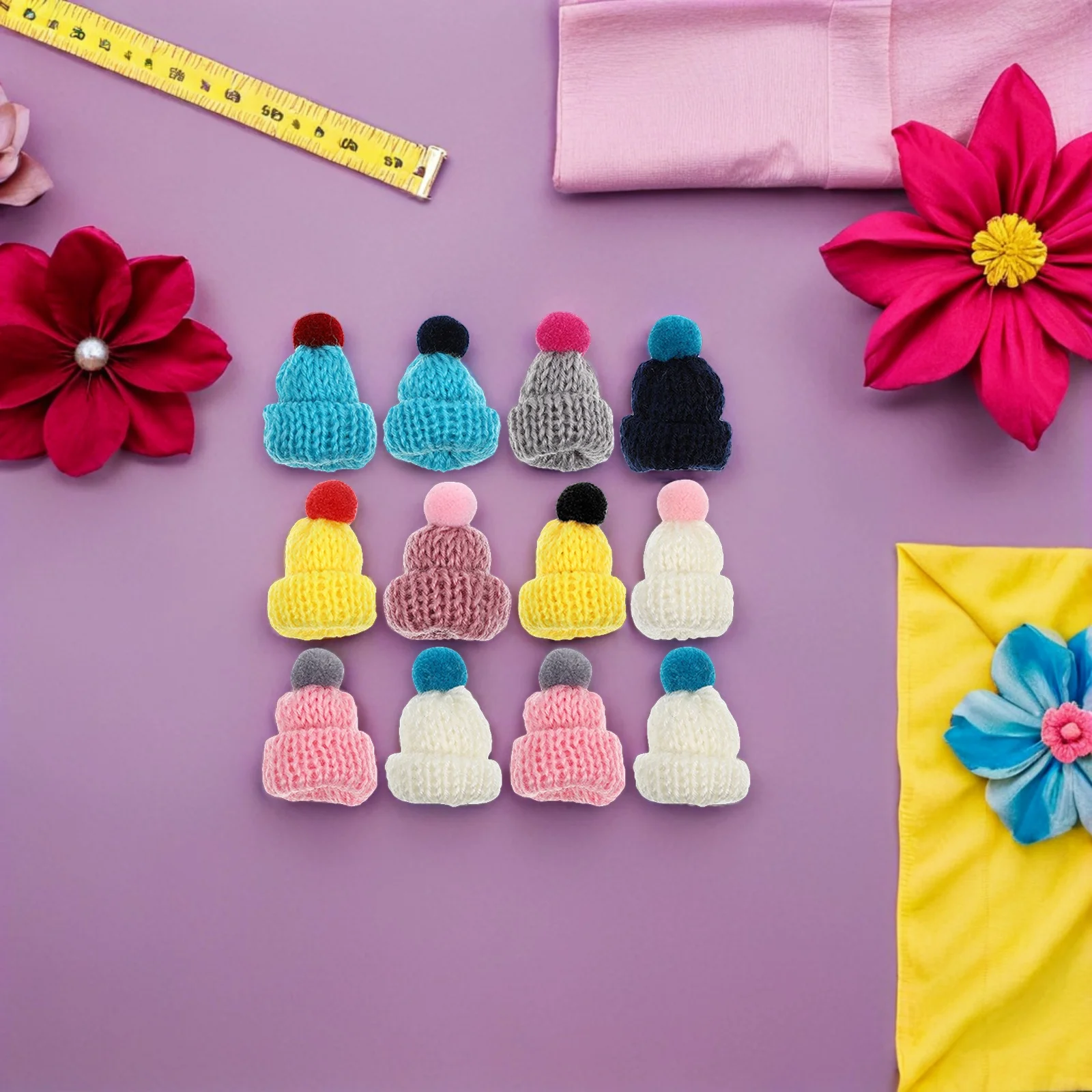 

12Pcs Mini Knitting Hats Premium DIY Craft Decorations for Phone Covers Clothes Christmas Tree Pendants Party Favors Xmas Gifts