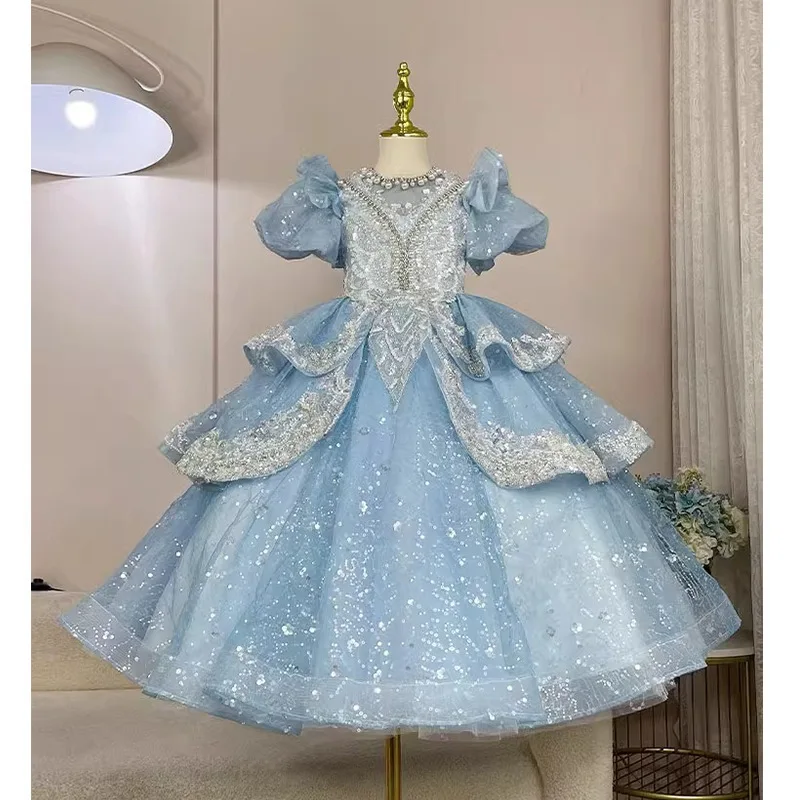 Children's Dress Light Luxury Niche French Princess Flower Girl Wedding Birthday Host Piano Watch Performance