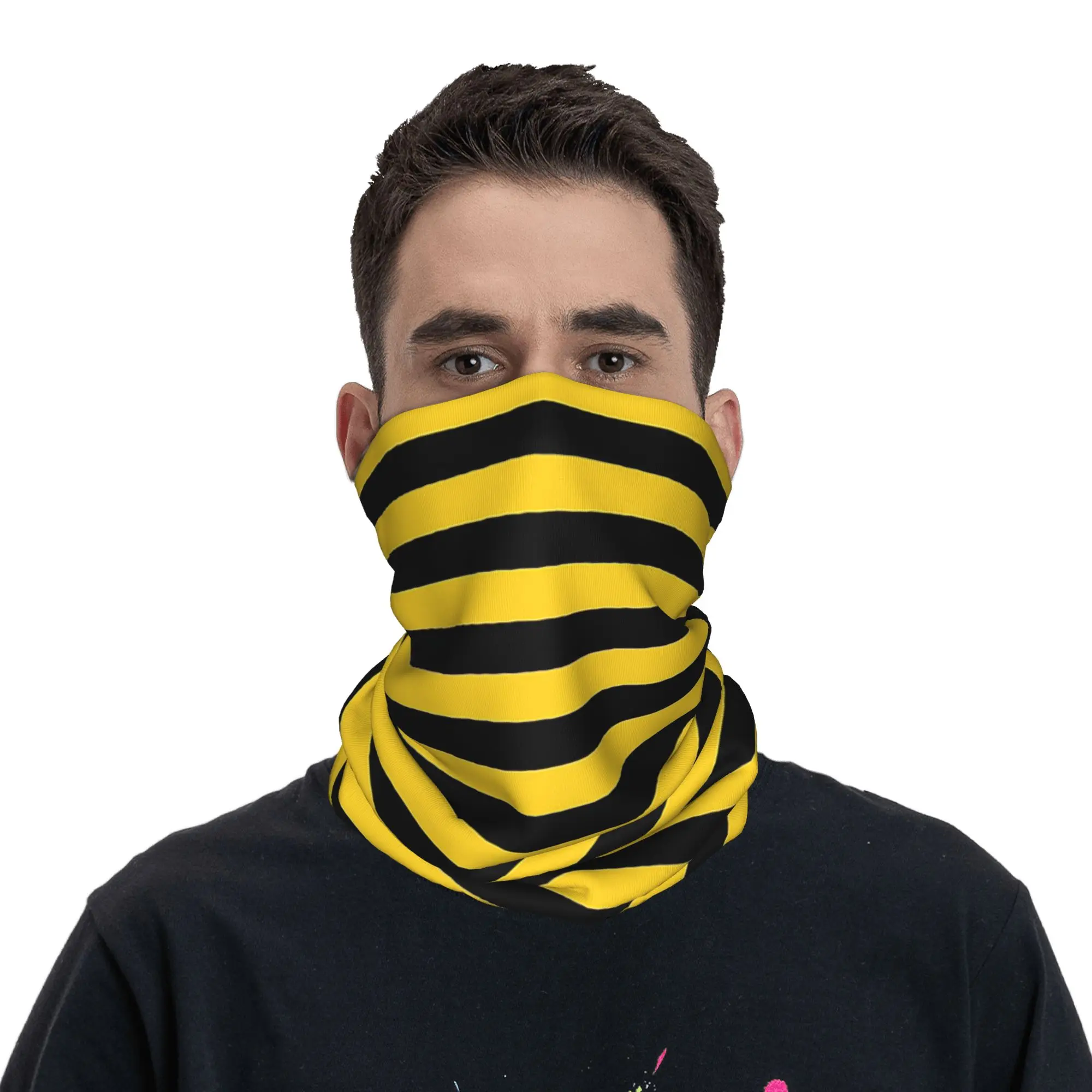 

Yellow and Black Honey Bee Stripes Bandana Neck Gaiter Printed Magic Scarf Face Mask Outdoor Sports for Men Women Adult Winter