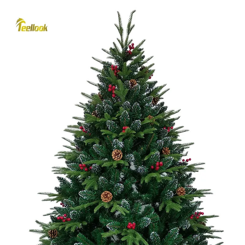 Teellook new snowflake Pinecone Red pine 1.2m / 5.0m Christmas tree New Year Christmas scene layout