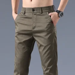 Men's Slim Fit Pants 2023 Summer New Youth Business Casual Pants Thin Ice Silk Classic Office New Brand Pants