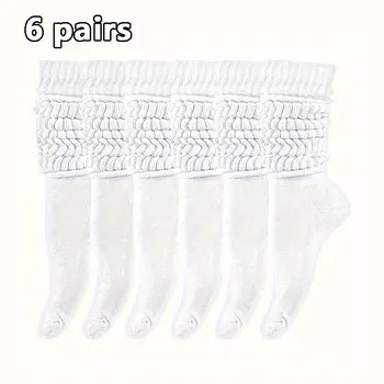 6雙裝女中筒襪加厚保暖針織小腿襪可愛長款寬鬆堆堆襪春秋冬保暖 10 最佳銷售 寬鬆的襪子 - №1