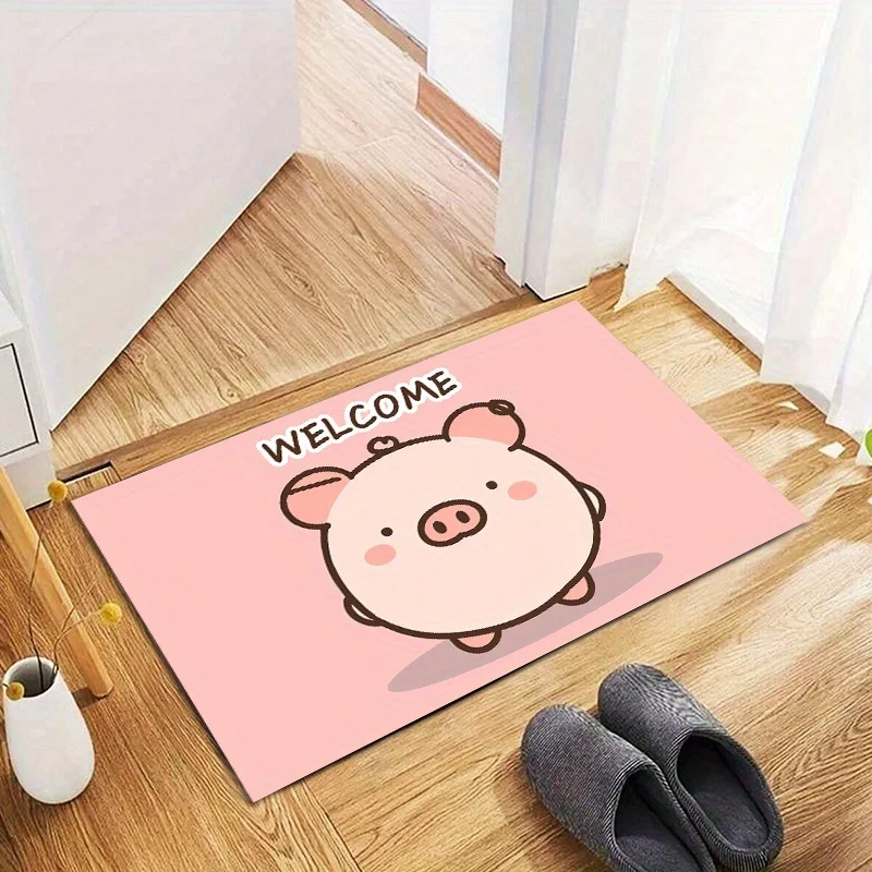 Cute Pig Welcome Doormat - Adorable Design, Brings Charm, Friendly Greeting, and a Touch of Farm Fun to Your Home Entrance