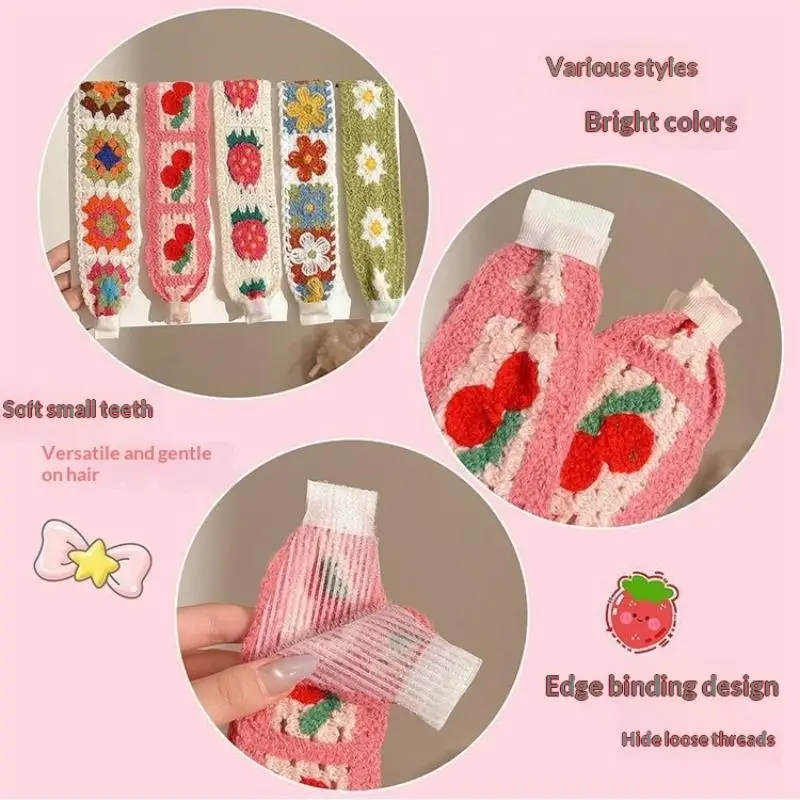 1/2 Stück gestricktes, buntes Stirnband mit Blumenmuster für Frauen und Mädchen, süßes Haarschmuck-Kopfband, modisches Haar-Accessoire – Detail 5