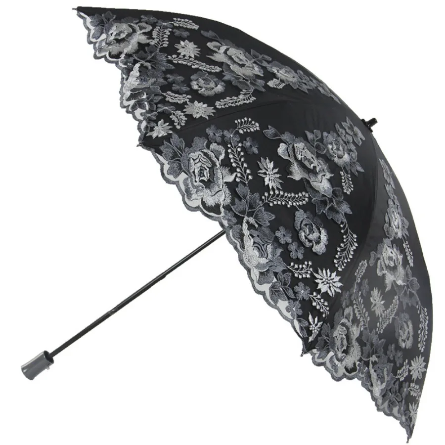 Imagem -02 - Windproof e Proteção uv Lace Umbrella Ultraleve ao ar Livre Jardim Praia Meninas Casamento Chinês