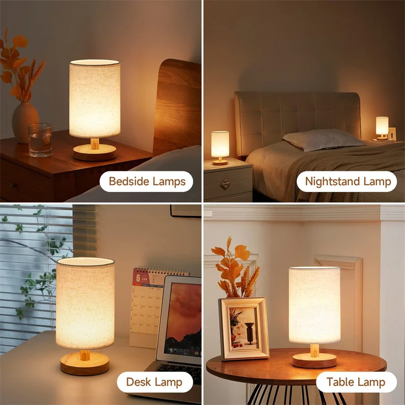 USB Powered Modern Nordic Wood Table Lamp Night Light for Bedroom Illumination Warm White Gift Wooden Bedside Kids Room Decor