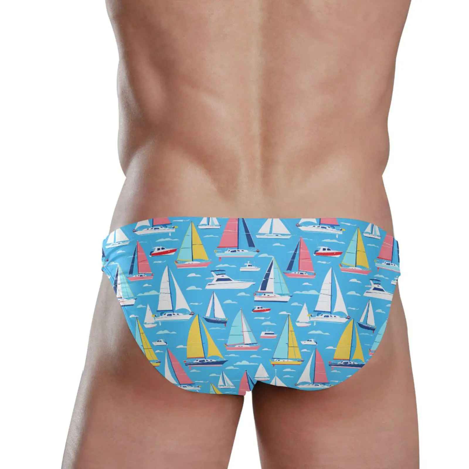Man's Brand Swimming Briefs Low Waist Sailing print Swimwear drop With Push-up Pad Sexy Shorts Trunks Boxers Summer Men's Swim gallery 2