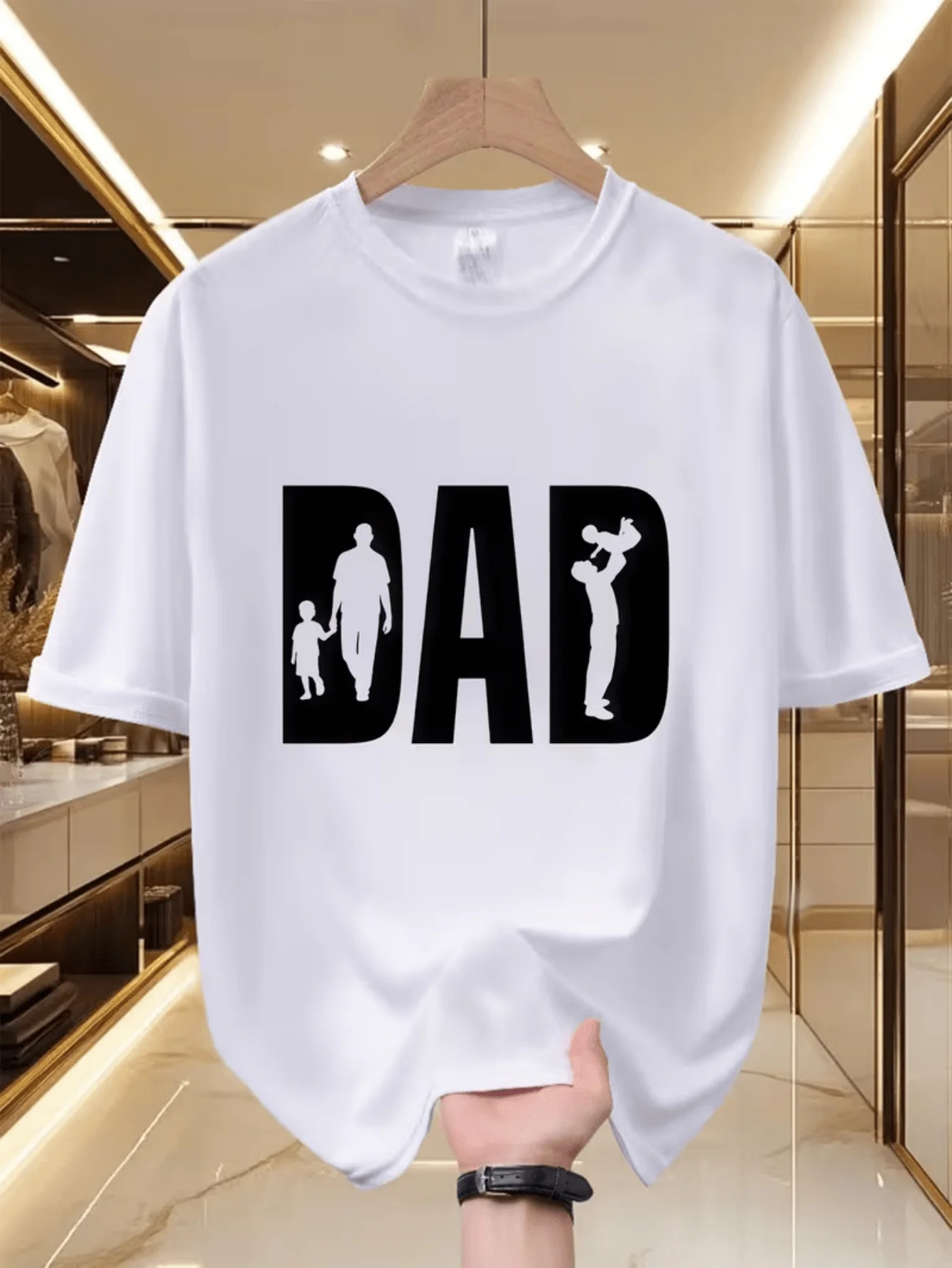Graphic T Shirt Dad Silhouette Print Family Theme Streetwear Top Father Quote Design Short Sleeve Everyday Outfit Gift Fashion