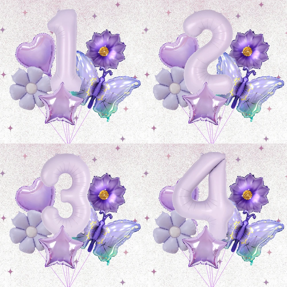 Schmetterling Gänseblümchen-Digital-Ballon-Set, geeignet für Geburtstage, Duschbäder, Hochzeiten und Jubiläen