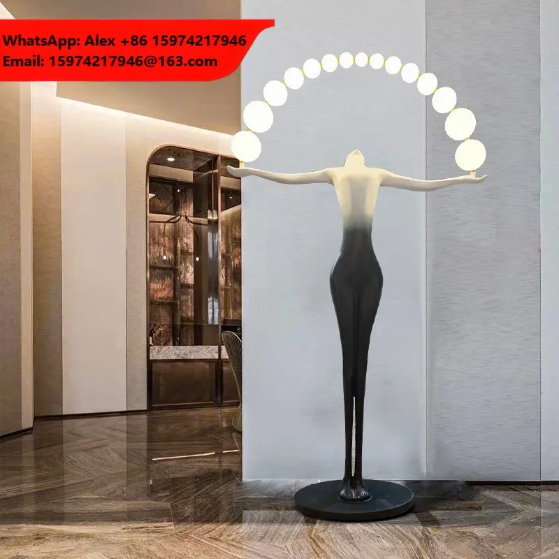 JINS Modern Creative Design Hotel Project Indoor Decor Human Art Sculpture Ball Holding LED Standing Floor Lamp