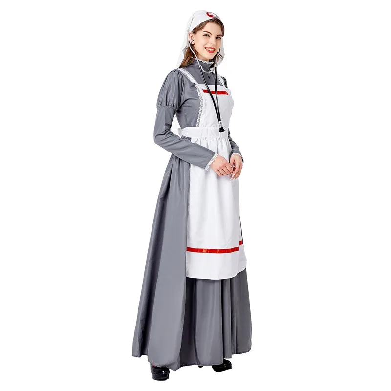Sexy Damen Halloween Retro Mittelalterliche Krankenschwester Arzt Rollenspiel Kostüm Set Weibliche Französische Dienstmädchen Bühnenauftritt Faschingskostüm – Detail 10