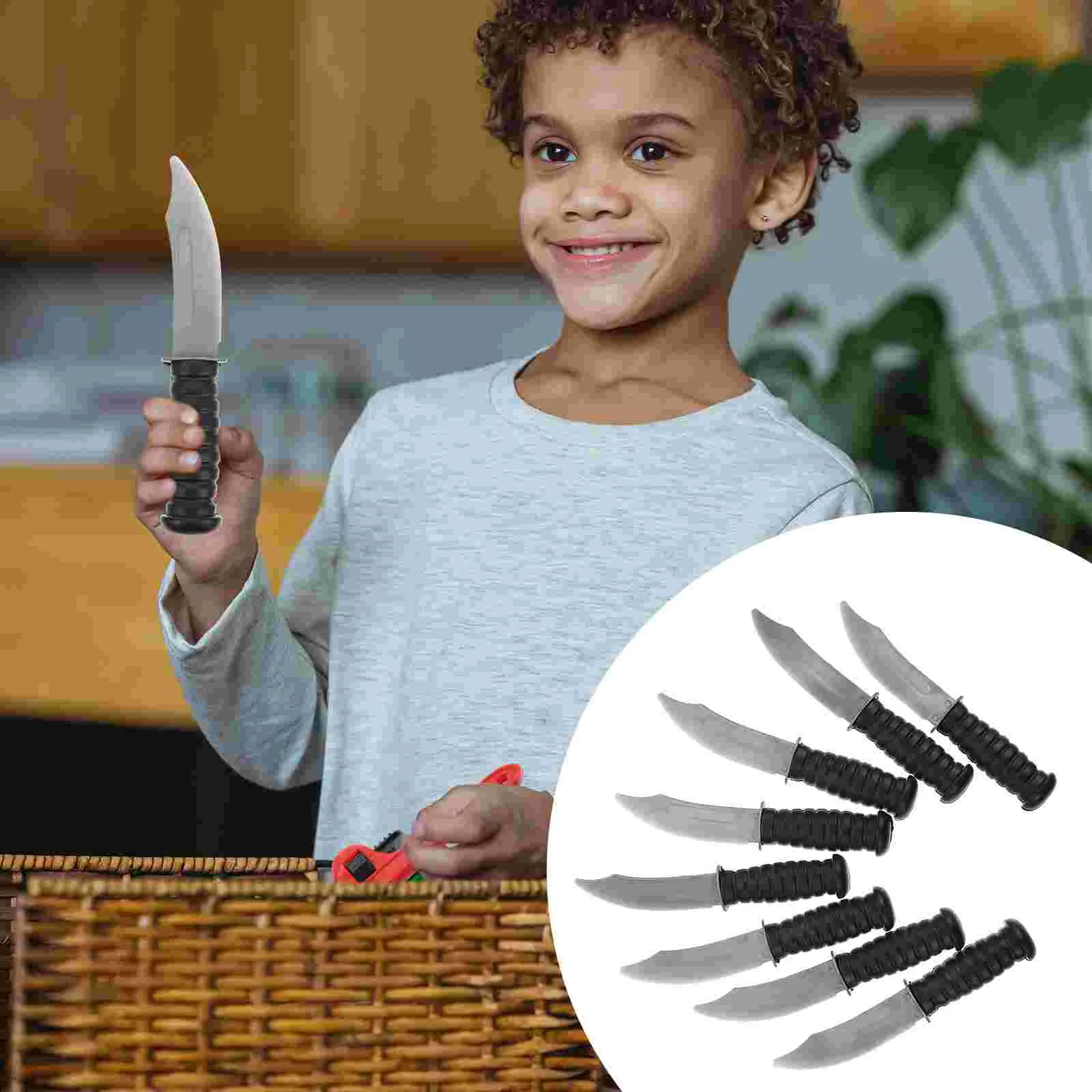 8 Pcs Halloween Imitation Knife Toy Child Fun Trick Gadget Props Pvc Fake