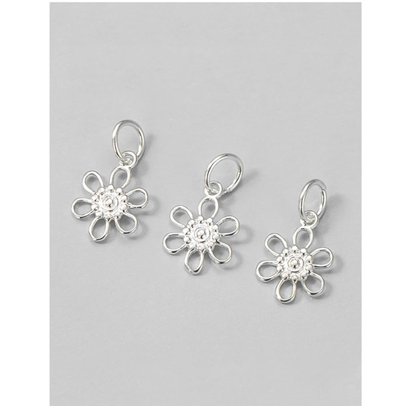 1pc 925 Sterling Silver Pretty Sunflower Ring Charms 11.4x8.5mm Women Earrings Necklace Floral Silver Pendants DIY Jewelry Craft