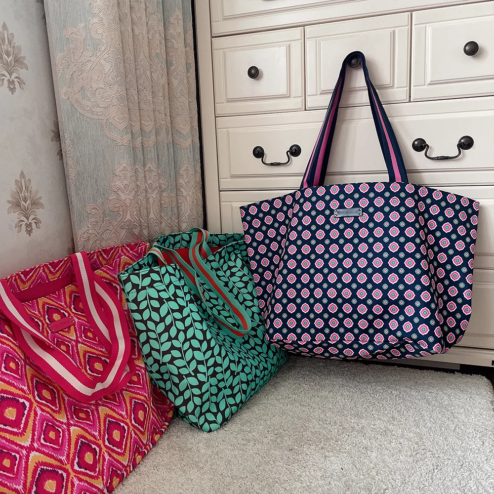 VB print environmental protection beach shoulder bag folding ladies large capacity shopping bag