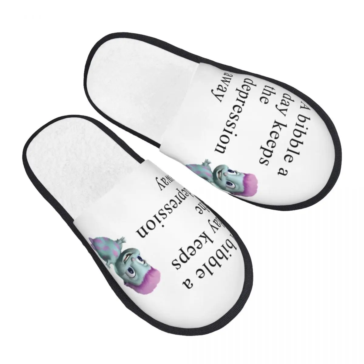 Custom Print Women Bibble Meme House Slippers Cozy Warm Cartoon Fantasy Memory Foam Fluffy Slipper Indoor Outdoor Shoes