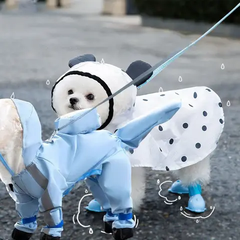 Impermeable para Perros, Chubasquero para Cachorros, Protección Completa para 4 Patas, Impermeable para Perros Pequeños, Abrigo para Lluvia para Mascotas
