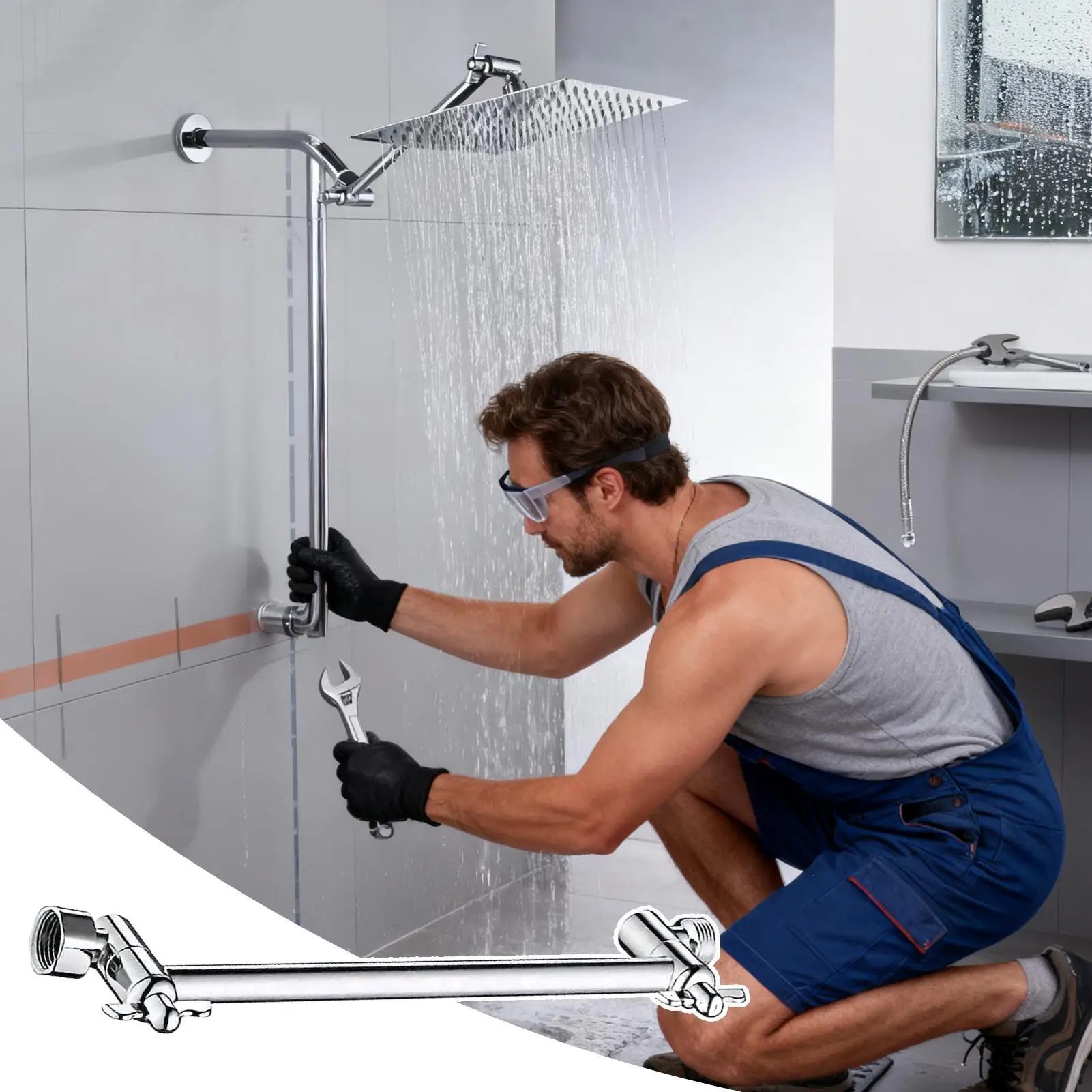 Shower Arm Extension 304 Stainless Steel Bathroom Supplies Shower Head Extender Arm For Home Hotel Restaurant Apartment