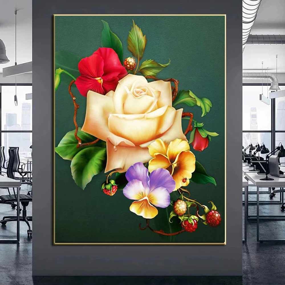 Flower 5D Mosaic Diamond Painting Various Beautiful Flowers and Birds Full Diamond Mosaic DIY Cross Stitch Home Decor