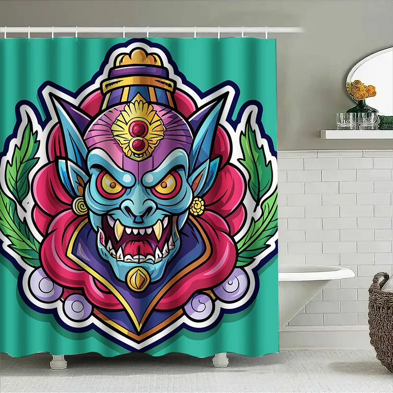 

Занавеска для душа Tuniu Balinese Demon, страшное настенное искусство для ванной комнаты, уникальное украшение, крутой подарок