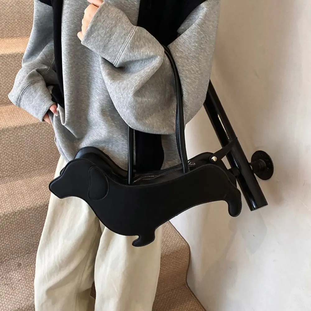 Casual Sausage Dog Dachshund Dog Bag Pu Leather Creative Animals Shoulder Bag Cute Three-dimensional Cartoon Handbag Girls