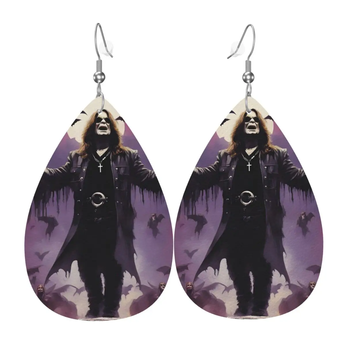 

Кожаные серьги из ПВХ Ozzy Osbourne на заказ, висячие серьги, ювелирные изделия для женщин, принц тьмы для жены, подарок матери
