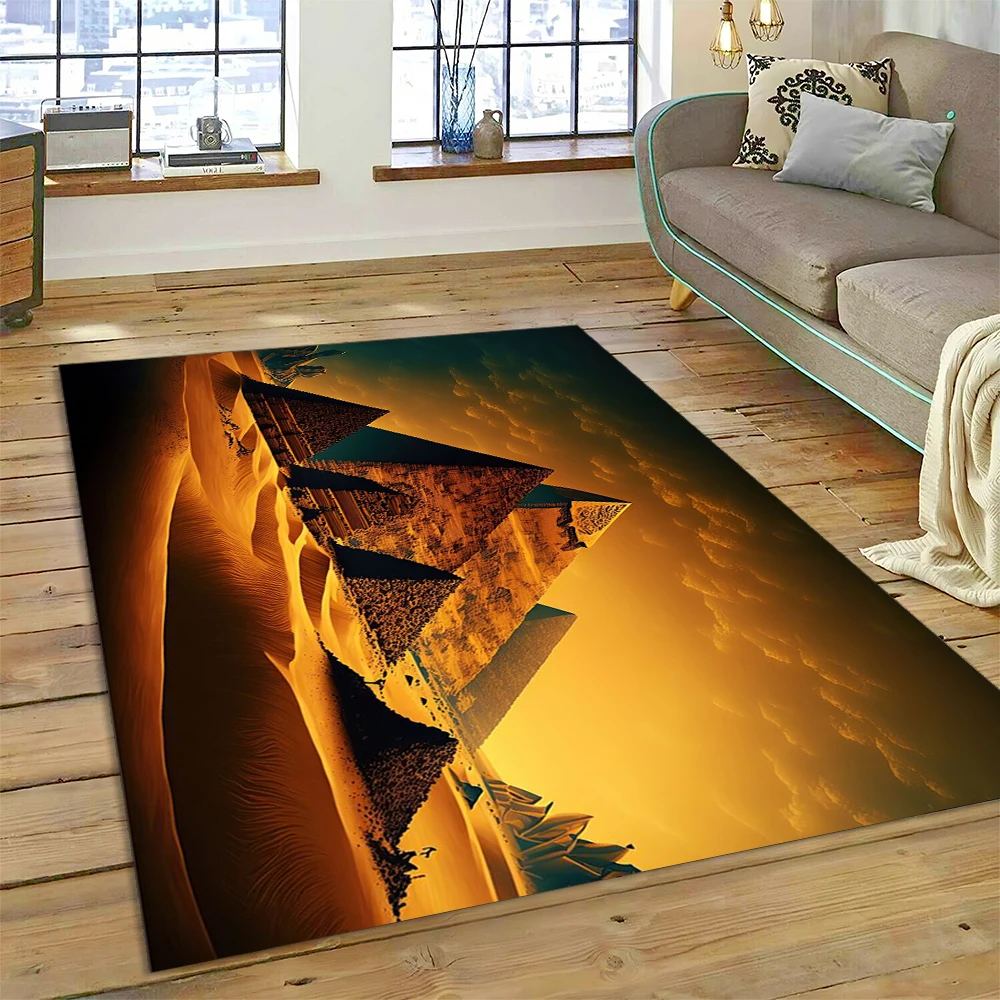 Egyptian Pyramid Famous Architecture Carpet Rug for Home Living Room Bedroom Sofa Doormat Decor,Kids Area Rug Non-slip Floor Mat