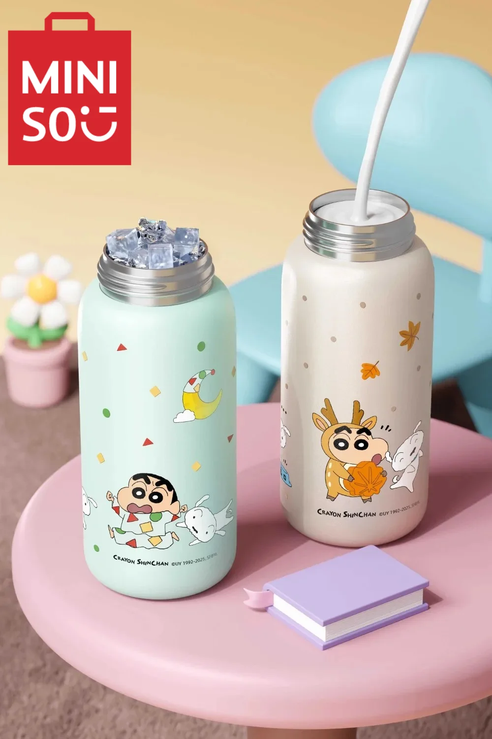 

Miniso Crayon Shin-chan, чашка для сохранения холода и тепла, детская чашка для воды из нержавеющей стали 316, подарок