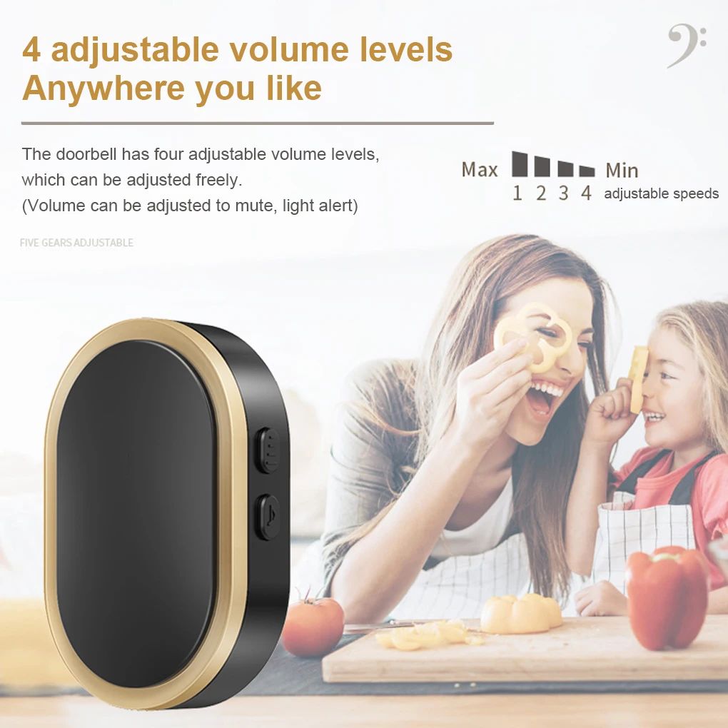 

3 Pieces Wireless Door Bell Adjustable Doorbell Outdoor Alarm Black